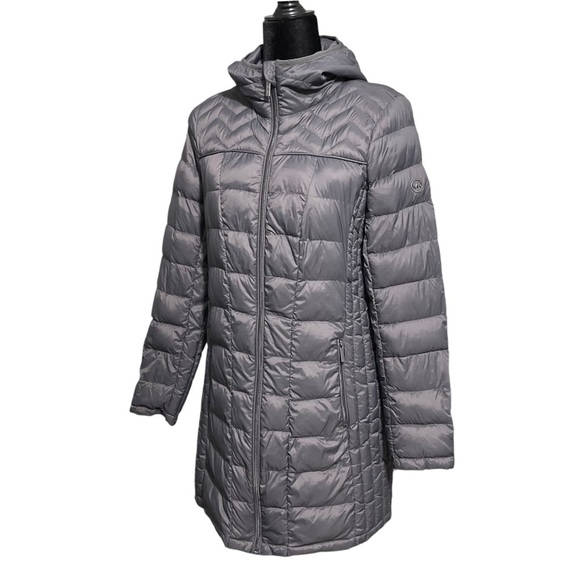 Michael Michael Kors Packable Down Fill Long Jacket Parka Gray Small - Picture 1 of 11